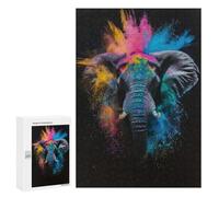 Rompecabezas para Adolescentes 300 PCS Color Burst Elephant Rompecabezas para Adultos Juegos Relajantes Desafío Difícil Desafío Educativo 300 PCS