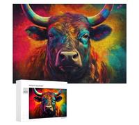 Rompecabezas para Adolescentes 300 PCS Colorful Bull Portrait -1 Rompecabezas para Adultos Juegos Relajantes Corte De Precisión Juego Desafiante Regalos 300 PCS