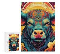Rompecabezas para Adolescentes 300 PCS Colorful Bull Portrait-7 Rompecabezas para Adultos Juego Práctico Que Mejora La Memoria Actividades Divertidas En Casa 300 PCS