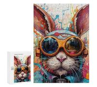 Rompecabezas para Adolescentes 300 PCS Colorful Bunny with Goggles Rompecabezas Juguetes Antiestrés Decoración Diversión En Casa Actividades, 300 PCS
