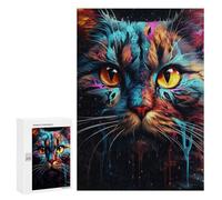 Rompecabezas para Adolescentes 300 PCS Colorful Cat Abstract Art Rompecabezas para Adultos Juego De Ingenio Decoración del Hogar Actividades Divertidas En Casa 300 PCS