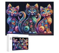 Rompecabezas para Adolescentes 300 PCS Colorful Cats Art Print-2 Rompecabezas para Adultos Juegos Familiares Análisis Y Lógica Actividades Divertidas En Casa 300 PCS