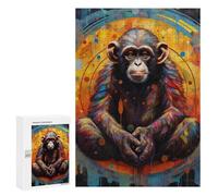Rompecabezas para Adolescentes 300 PCS Colorful Chimpanzee Portrait -4 Rompecabezas para Adultos Juegos Familiares Análisis Y Lógica Actividades Divertidas En Casa 300 PCS