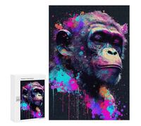 Rompecabezas para Adolescentes 300 PCS Colorful Chimpanzee Rompecabezas para Adultos Juegos Relajantes Decoración Actividades Divertidas En Casa 300 PCS