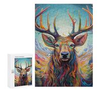 Rompecabezas para Adolescentes 300 PCS Colorful Deer Portrait-8 Rompecabezas para Adultos Juego Familiar Regalo De Cumpleaños Interacción Entre Padres E Hijos 300 PCS