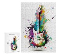 Rompecabezas para Adolescentes 300 PCS Colorful Electric Guitar Art Print Rompecabezas para Adultos Juego De Ingenio Decoración del Hogar Regalos para Reducir El Estrés 300 PCS