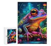 Rompecabezas para Adolescentes 300 PCS Colorful Fantasy Frog Rompecabezas para Adultos Juguetes De Bricolaje Desafío Difícil Cumpleaños 300 PCS