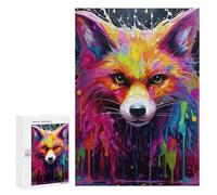 Rompecabezas para Adolescentes 300 PCS Colorful Fox Painting-1 Rompecabezas para Adultos Juego Familiar Regalo De Cumpleaños Interacción Entre Padres E Hijos 300 PCS