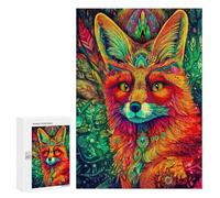 Rompecabezas para Adolescentes 300 PCS Colorful Fox Portrait -2 Rompecabezas para Adultos Juegos Relajantes Corte De Precisión Juego Desafiante Regalos 300 PCS