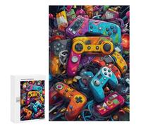 Rompecabezas para Adolescentes 300 PCS Colorful Gaming Controllers -7 Rompecabezas para Adultos Juego Práctico Que Mejora La Memoria Actividades Divertidas En Casa 300 PCS