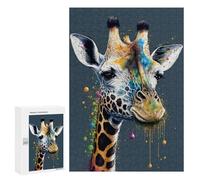 Rompecabezas para Adolescentes 300 PCS Colorful Giraffe Art Print-4 Rompecabezas para Adolescentes Juego Familiar Decoración De Pared Interacción Entre Padres E Hijos 300 PCS