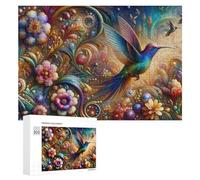 Rompecabezas para Adolescentes 300 PCS Colorful Hummingbird Garden Rompecabezas para Adultos Juego Familiar Regalo De Cumpleaños Interacción Entre Padres E Hijos 300 PCS