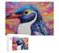 Rompecabezas para Adolescentes 300 PCS Colorful Penguin in Abstract Art Rompecabezas para Adultos Juego Familiar Regalo De Cumpleaños Interacción Entre Padres E Hijos 300 PCS