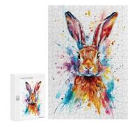 Rompecabezas para Adolescentes 300 PCS Colorful Rabbit Watercolor Rompecabezas para Adultos Juguetes Antiestrés para La Diversión Familiar Interacción Entre Padres E Hijos 300 PCS