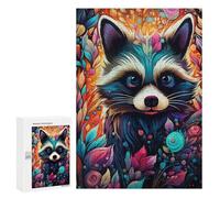 Rompecabezas para Adolescentes 300 PCS Colorful Raccoon Artwork-12 Rompecabezas para Adultos Juego Familiar Regalo De Cumpleaños Interacción Entre Padres E Hijos 300 PCS