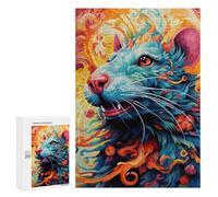 Rompecabezas para Adolescentes 300 PCS Colorful Rat Portrait Rompecabezas para Adultos Juego Familiar Regalo De Cumpleaños Interacción Entre Padres E Hijos 300 PCS
