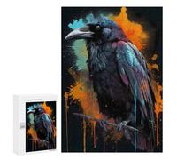 Rompecabezas para Adolescentes 300 PCS Colorful Raven with Drips Rompecabezas para Adultos Juguetes Antiestrés para La Diversión Familiar Interacción Entre Padres E Hijos 300 PCS