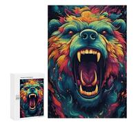 Rompecabezas para Adolescentes 300 PCS Colorful Roaring Bear Illustration Rompecabezas para Adultos Juego Familiar Regalo De Cumpleaños Interacción Entre Padres E Hijos 300 PCS