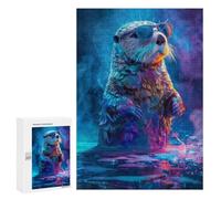 Rompecabezas para Adolescentes 300 PCS Colorful Sea Otter Paint Rompecabezas para Adultos Juego Familiar Decoración Desafiante De Completar 300 PCS