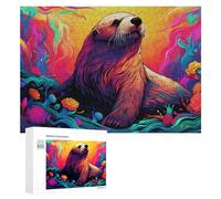 Rompecabezas para Adolescentes 300 PCS Colorful Sea Otter Underwater Rompecabezas para Adultos Juegos Familiares Análisis Y Lógica Actividades Divertidas En Casa 300 PCS