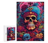 Rompecabezas para Adolescentes 300 PCS Colorful Skull Fantasy Art Rompecabezas Juguetes Antiestrés Decoración Diversión En Casa Actividades, 300 PCS