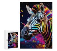 Rompecabezas para Adolescentes 300 PCS Colorful Zebra Artwork-1 Rompecabezas para Adultos Juguetes De Bricolaje Desafío Difícil Cumpleaños 300 PCS