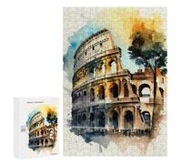 Rompecabezas para Adolescentes 300 PCS Colosseum Charm Watercolor Rompecabezas para Adultos Juegos Divertidos Análisis Y Lógica Interacción Entre Padres E Hijos 300 PCS