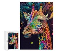 Rompecabezas para Adolescentes 300 PCS Colourful Giraffe Rompecabezas para Adultos Juguetes Antiestrés para La Diversión Familiar Interacción Entre Padres E Hijos 300 PCS