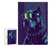 Rompecabezas para Adolescentes 300 PCS Cool Dog with Sunglasses in City Rompecabezas para Adultos Juego Práctico Carrera De Velocidad Manual Desafío Educativo 300 PCS