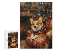 Rompecabezas para Adolescentes 300 PCS Corgi Christmas Portrait Cozy Holiday Dog Print Rompecabezas para Adultos Juegos Relajantes Pero Divertidos Y Humorísticos 300 PCS