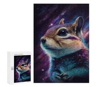 Rompecabezas para Adolescentes 300 PCS Cosmic Chipmunk Portrait-3 Rompecabezas para Adultos Actividades Familiares Interacción Entre Padres E Hijos Hermoso Juego De Diseño 300 PCS