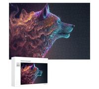 Rompecabezas para Adolescentes 300 PCS Cosmic Wolf Profile-1 Rompecabezas para Adultos Juego Familiar Regalo De Cumpleaños Interacción Entre Padres E Hijos 300 PCS