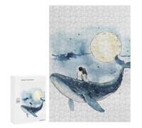 Rompecabezas para Adolescentes 300 PCS Couple on Whale Under Moon Rompecabezas para Adultos Juego Práctico Carrera De Velocidad Manual Desafío Educativo 300 PCS