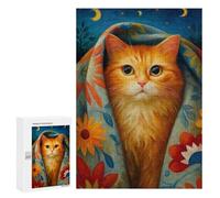 Rompecabezas para Adolescentes 300 PCS Cozy Cat Blanket Night Rompecabezas Juegos Relajantes Decoración Perfecta Cumpleaños Y Navidad 300 PCS