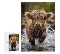 Rompecabezas para Adolescentes 300 PCS Cute Baby Highland Cow Rompecabezas para Adultos Juegos Relajantes Carrera De Velocidad Manual Desafiante De Completar 300 PCS