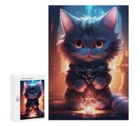 Rompecabezas para Adolescentes 300 PCS Cute Black Grey Light Cat Rompecabezas para Adultos Juguetes Antiestrés para La Diversión Familiar Interacción Entre Padres E Hijos 300 PCS