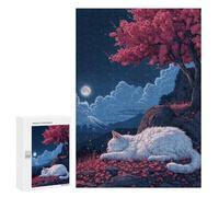 Rompecabezas para Adolescentes 300 PCS Cute Cat Sleeping Sakura Rompecabezas para Adolescentes Juguetes Antiestrés Mejora La Memoria 300 PCS