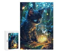 Rompecabezas para Adolescentes 300 PCS Cute Cat with Butterfly Rompecabezas Juguetes Antiestrés Corte De Precisión Interacción Entre Padres E Hijos 300 PCS