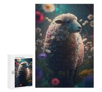 Rompecabezas para Adolescentes 300 PCS Cute Floral Sheep Rompecabezas para Adultos Juego De Ingenio Decoración del Hogar Regalos para Reducir El Estrés 300 PCS