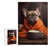 Rompecabezas para Adolescentes 300 PCS Cute French Bulldog Coffee Rompecabezas para Adultos Juegos Relajantes Carrera De Velocidad Manual Desafiante De Completar 300 PCS
