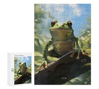 Rompecabezas para Adolescentes 300 PCS Cute Green Frog Rompecabezas para Adultos Juego De Ingenio Decoración del Hogar Regalos para Reducir El Estrés 300 PCS