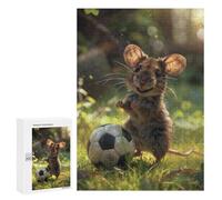Rompecabezas para Adolescentes 300 PCS Cute Mouse Ball Soccer Rompecabezas para Adultos Juegos De Relajación Ensamblaje De Patrones Interacción Entre Padres E Hijos 300 PCS