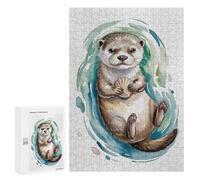 Rompecabezas para Adolescentes 300 PCS Cute Otter Watercolor Rompecabezas para Adultos Juego Práctico Carrera De Velocidad Manual Desafío Educativo 300 PCS