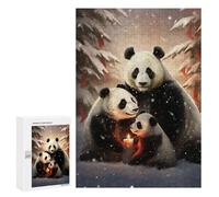 Rompecabezas para Adolescentes 300 PCS Cute Panda Family Xmas Rompecabezas para Adultos Juego De Ingenio Decoración del Hogar Regalos para Reducir El Estrés 300 PCS