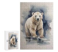 Rompecabezas para Adolescentes 300 PCS Cute Polar Bear Watercolor Rompecabezas para Adultos Juguetes Antiestrés para La Diversión Familiar Interacción Entre Padres E Hijos 300 PCS