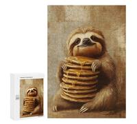 Rompecabezas para Adolescentes 300 PCS Cute Sloth with Pancakes Rompecabezas Juguetes Antiestrés Corte De Precisión Interacción Entre Padres E Hijos 300 PCS