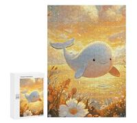 Rompecabezas para Adolescentes 300 PCS Cute Whale Field Rompecabezas Juguetes Antiestrés Corte De Precisión Interacción Entre Padres E Hijos 300 PCS