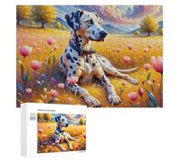 Rompecabezas para Adolescentes 300 PCS Dalmatian in Flower Field Rompecabezas para Adultos Juego Familiar Regalo De Cumpleaños Interacción Entre Padres E Hijos 300 PCS