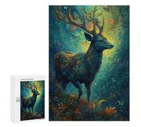 Rompecabezas para Adolescentes 300 PCS Deer Floral Rompecabezas para Adultos Juegos De Relajación Ensamblaje De Patrones Interacción Entre Padres E Hijos 300 PCS