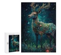 Rompecabezas para Adolescentes 300 PCS Deer Floral Rompecabezas para Adultos Juegos De Relajación Ensamblaje De Patrones Interacción Entre Padres E Hijos 300 PCS